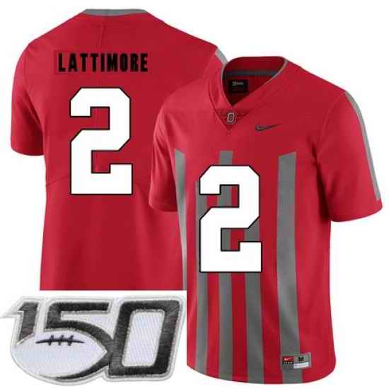 Ohio State Buckeyes 2 Marshon Lattimore Red Elite Nike College Football Stitched 150th Anniversary Patch Jersey